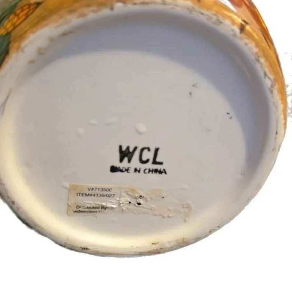 Vintage WCL Hand-Painted Autumn Harvest Thanksgiving Pumpkin‎ Pitcher